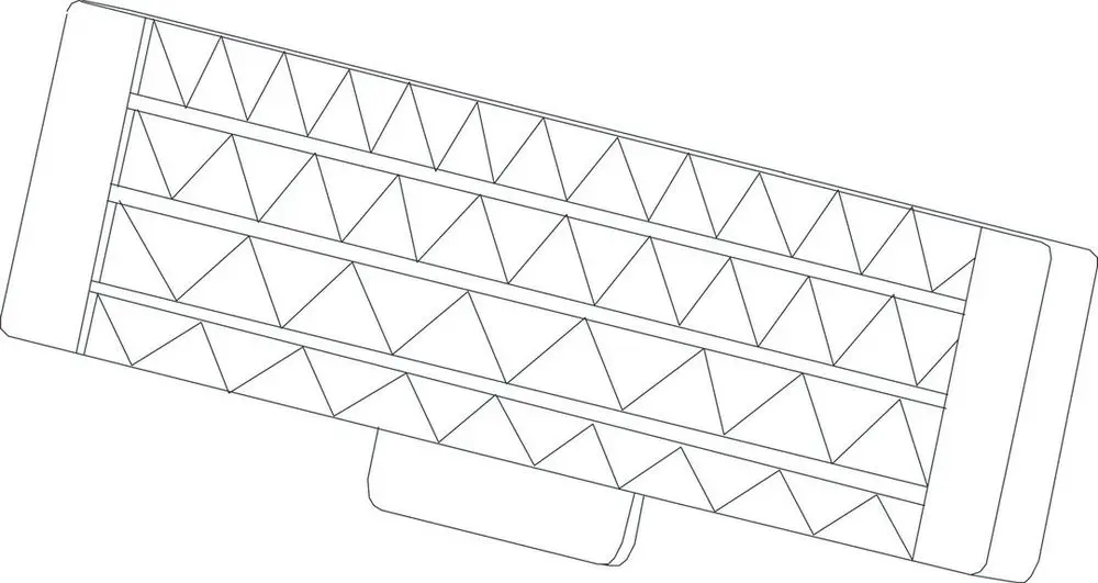 Grafische Darstellung eines Filters von Bosch mit dreieckigen Mustern auf der Oberfläche, montiert auf einem stabilen Sockel.